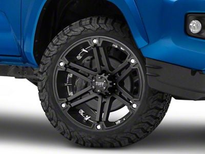 Tuff A.T. T01 Flat Black with Chrome Inserts 6-Lug Wheel; 20x9; -13mm Offset (16-23 Tacoma)