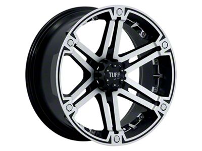 Tuff A.T. T01 Flat Black with Machined Face and Chrome Inserts 6-Lug Wheel; 20x9; -13mm Offset (16-23 Tacoma)