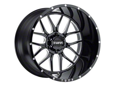 Tuff A.T. T23 Gloss Black with Milled Spokes and Dimples 6-Lug Wheel; 22x14; -76mm Offset (16-23 Tacoma)