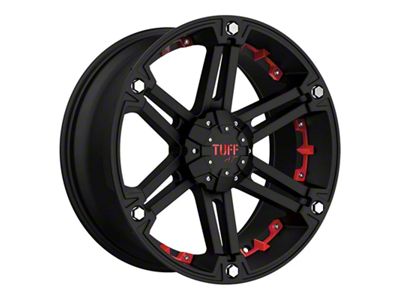Tuff A.T. T01 Flat Black with Red Inserts 6-Lug Wheel; 18x9; 10mm Offset (22-24 Tundra)