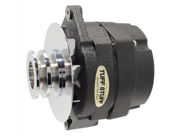 Tuff Stuff Performance Alternator with Double Groove Pulley; 100 AMP; Wrinkle Black (80-82 4.2L Jeep CJ7)