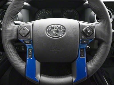 4-Button Steering Wheel Accent Trim; Blazing Blue (14-21 Tundra)