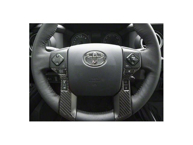 4-Button Steering Wheel Accent Trim; Domed Carbon Fiber (14-21 Tundra)