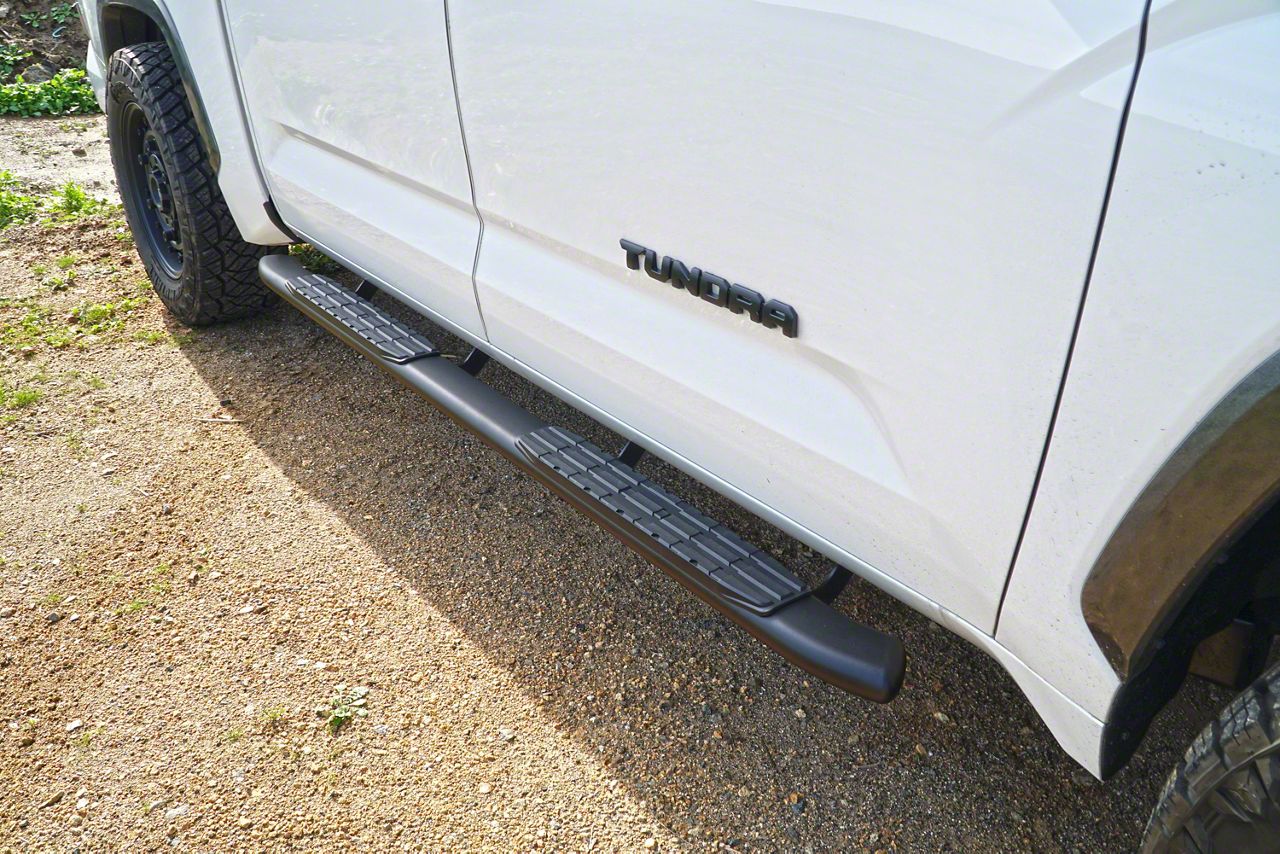 Tundra 4-Inch Oval 4X Series Side Step Bars; Textured Matte Black (22 ...