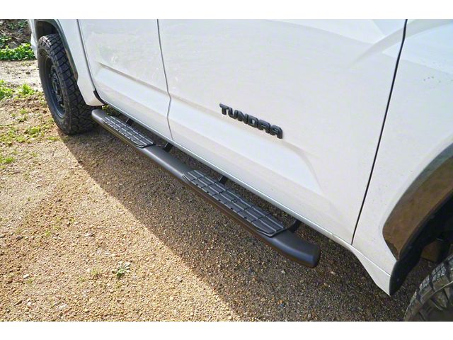 4-Inch Oval 4X Series Side Step Bars; Textured Matte Black (22-24 Tundra CrewMax)