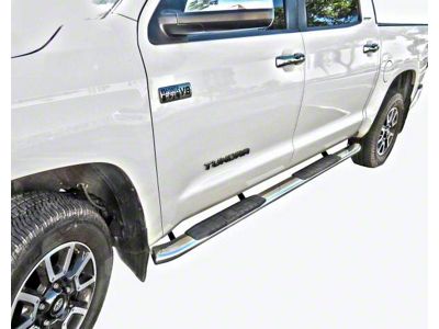 4X Series 4-Inch Oval Side Step Bars; Stainless Steel (07-21 Tundra CrewMax)