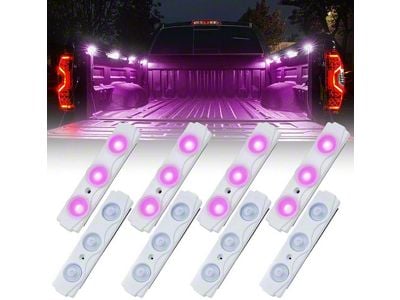 8-LED Rock Light Pod Truck Bed Lighting Kit; Purple (Universal; Some Adaptation May Be Required)