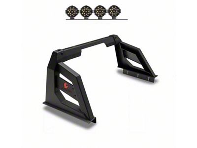 Armour Roll Bar with 7-Inch Black Round LED Lights; Black (07-24 Tundra)