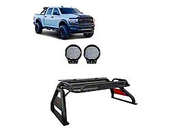 Atlas Roll Bar with 9-Inch Black Round LED Lights; Black (07-24 Tundra)