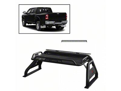 Atlas Roll Bar with 50-Inch LED Light Bar; Black (07-25 Tundra)