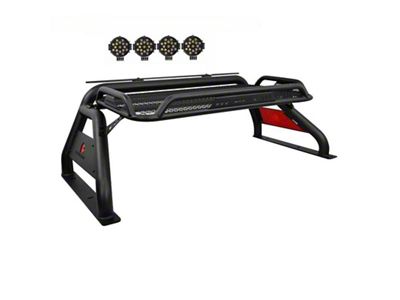 Atlas Roll Bar with 7-Inch Black Round LED Lights; Black (07-24 Tundra)