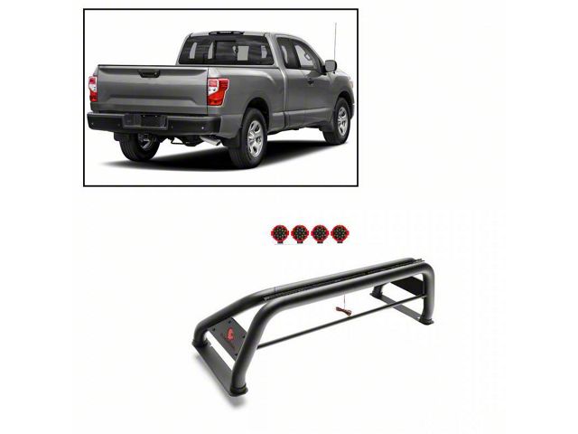 Atlas Roll Bar with 7-Inch Red Round LED Lights; Black (07-24 Tundra)