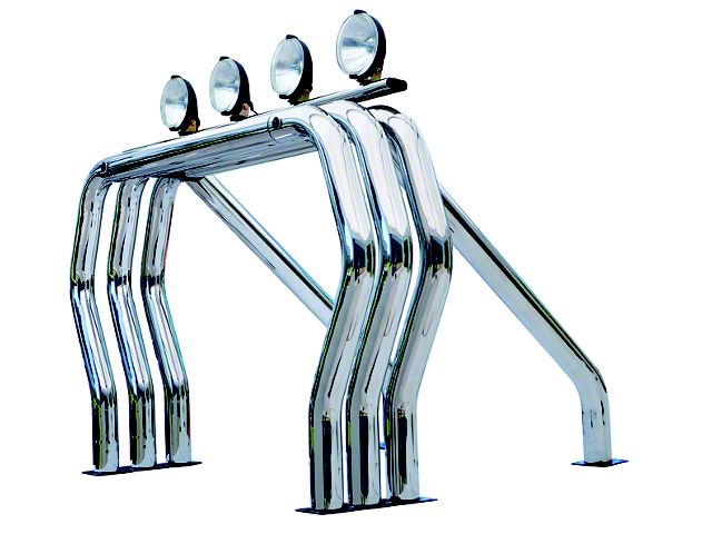 Go Rhino Triple Bar/Single Kicker Bed Bar; Chrome (07-24 Tundra)