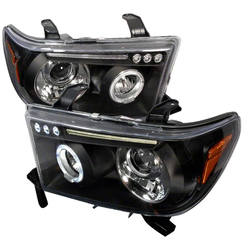 Tundra Led Halo Projector Headlights; Matte Black Housing; Clear Lens 