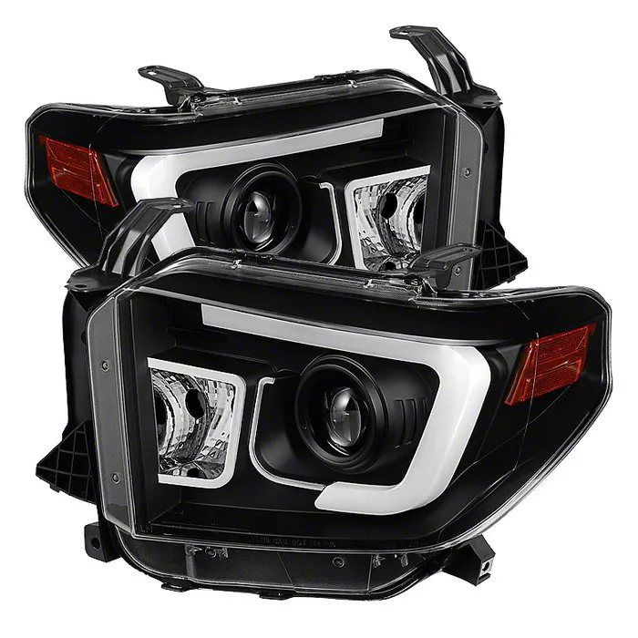 Tundra Light Bar DRL Projector Headlights; Black Housing; Clear Lens ...