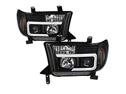 Version 2 Light Bar DRL Projector Headlights; Black Housing; Clear Lens (07-13 Tundra)