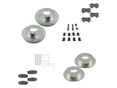 Ceramic Performance 5-Lug Brake Rotor, Pad, Brake Fluid and Cleaner Kit; Front and Rear (07-21 Tundra)