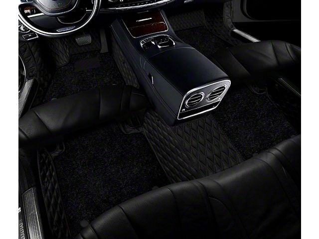 Double Layer Diamond Front and Rear Floor Mats; Base Layer Black and Top Layer Black (14-21 Tundra Regular Cab)
