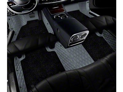 Double Layer Diamond Front and Rear Floor Mats; Base Layer Gray and Top Layer Black (07-13 Tundra Regular Cab w/ Bucket Seats)