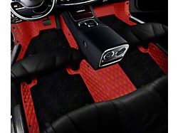 Double Layer Diamond Front and Rear Floor Mats; Base Layer Red and Top Layer Black (07-13 Tundra Double Cab)