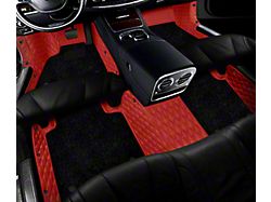Double Layer Diamond Front and Rear Floor Mats; Base Layer Red and Top Layer Black (14-21 Tundra Regular Cab)