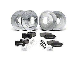 Drilled and Slotted 5-Lug Brake Rotor and Pad Kit; Front and Rear (07-21 Tundra)