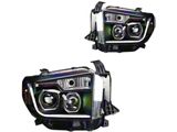 DRL Projector Headlights; Black Housing; Clear Lens (14-21 Tundra w/ Factory Halogen Headlights)