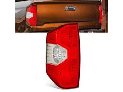 Factory Style Tail Light; Chrome Housing; Dark Red Lens; Driver Side (14-21 Tundra)