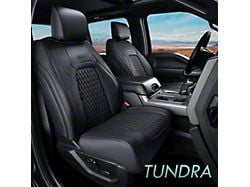 Faux Leather Custom Front Seat Covers; Black (14-21 Tundra CrewMax)