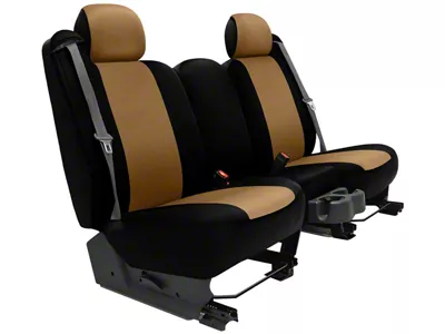 Genuine Neoprene Custom 1st Row Bucket Seat Covers; Tan/Black (22-25 Tundra)