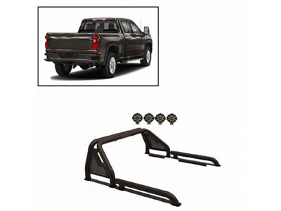 Gladiator Roll Bar with 7-Inch Black Round LED Lights; Black (07-24 Tundra)