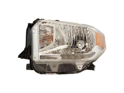 Headlight; Chrome Housing; Clear Lens; Driver Side (14-17 Tundra w/ LED Running Lights & Automatic Headlight Range Control)