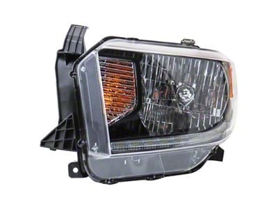 Headlight; Chrome Housing; Clear Lens; Driver Side (2018 Tundra w/ Factory Halogen Headlights)