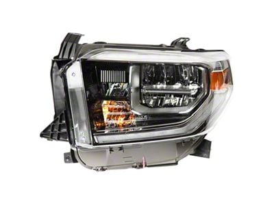 Headlight; Chrome Housing; Clear Lens; Driver Side (2018 Tundra w/ Factory LED Headlights)