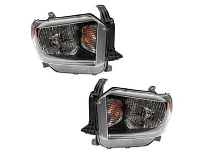 Headlights; Black Housing; Clear Lens (2018 Tundra w/ Factory Halogen Headlights)