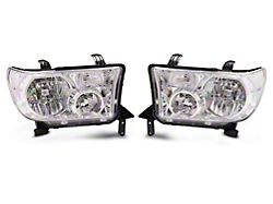 Headlights with Clear Corners; Chrome Housing; Clear Lens (07-13 Tundra w/o Level Adjuster)