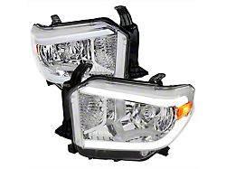 LED Bar Factory Style Headlights; Chrome Housing; Clear Lens (14-21 Tundra w/ Factory Halogen Headlights)