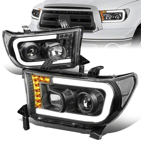 Tundra LED DRL Projector Headlights; Black Housing; Clear Lens (07-13 ...