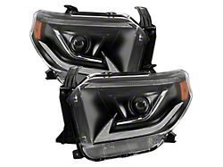 LED DRL Signal / Halogen Projector Headlights; Black Housing; Clear Lens (14-21 Tundra w/ Factory Halogen Headlights)