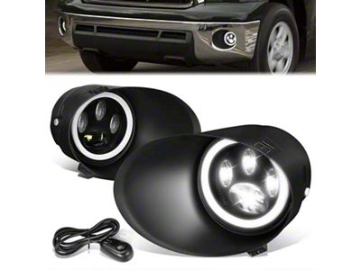 LED Halo Projector Fog Lights with Switch; Clear (07-13 Tundra)