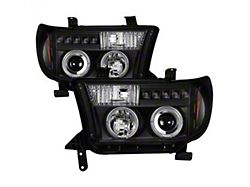 LED Halo Projector Headlights; Black Housing; Clear Lens (07-13 Tundra)