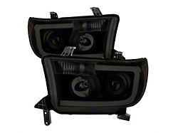 LED Light Bar Projector Headlights; Black Housing; Smoked Lens (07-13 Tundra)