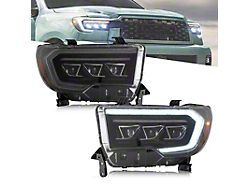 LED Projector Headlights; Black Housing; Clear Lens (07-13 Tundra)