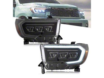 LED Projector Headlights; Black Housing; Clear Lens (07-13 Tundra)