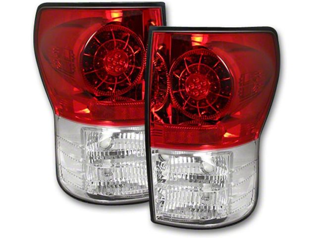 LED Tail Lights; Chrome Housing; Red Lens (07-13 Tundra)