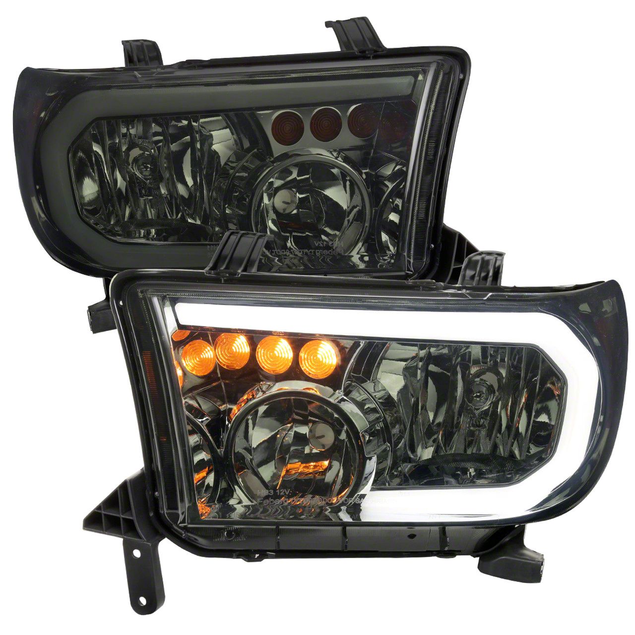 Tundra LED Tube Factory Style Headlights; Chrome Housing; Smoked Lens ...