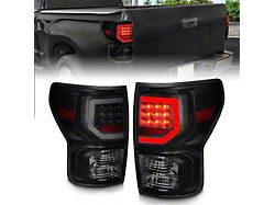 Light Bar Style LED Tail Lights; Black Housing; Smoked Lens (07-13 Tundra)