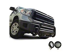 Max Bull Bar with 5.30-Inch Black Round Flood LED Lights; Black (07-21 Tundra)