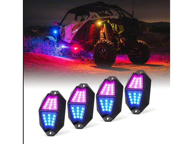 Multi-Color LED RGB Rock Lights; 4-Pieces (Universal; Some Adaptation May Be Required)