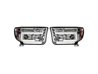 OLED Halo DRL Projector Headlights; Chrome Housing; Clear Lens (07-13 Tundra)
